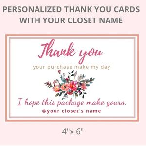 20 PERSONALIZED 4” x 6” THANK YOU CARD
